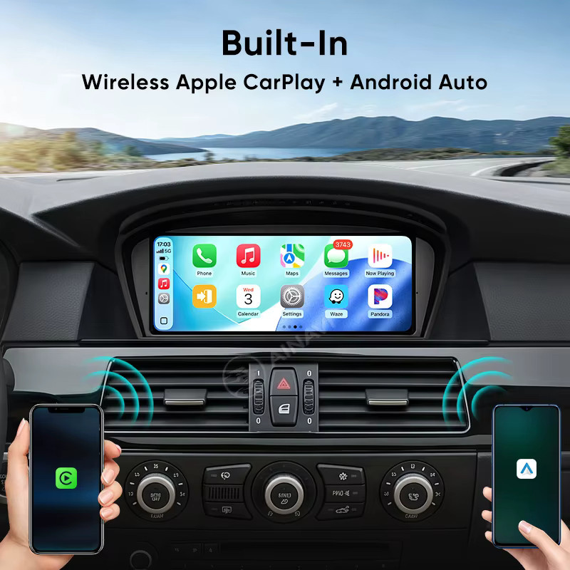 AINAVI Autoradio mit 9,3 Zoll HD IPS Touchscreen für BMW 5er E60 E61 E62 E63 und 3er E90 E91 E92 E93 mit kabellosem Carplay, Android Auto und Bluetooth in Schwarz - Bild 5