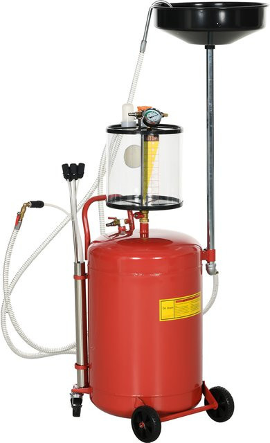 DURHAND Tragbarer 2-in-1 Altöl-Absauger mit höhenverstellbarem Trichter und pneumatischem Ölabscheider, 80l, Rot - Bild 1