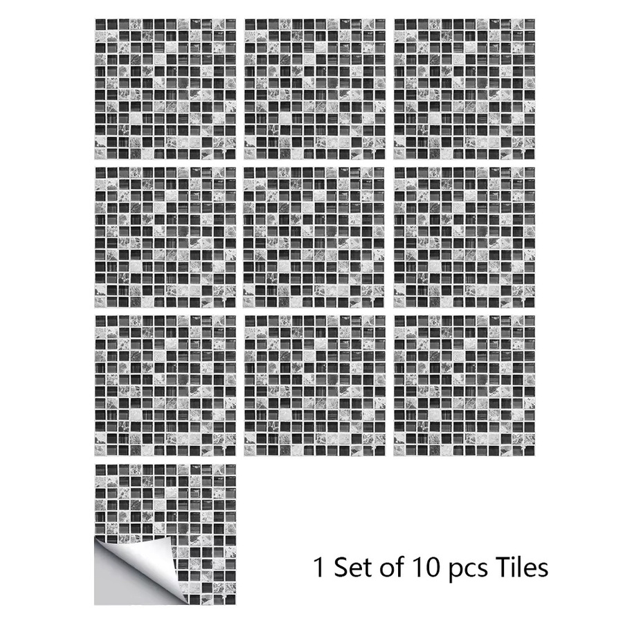 YanTin 10er Set Marmor Mosaik Fliesen aus PVC mit Klebefläche für Wand und Boden in Küche und Bad - Bild 4