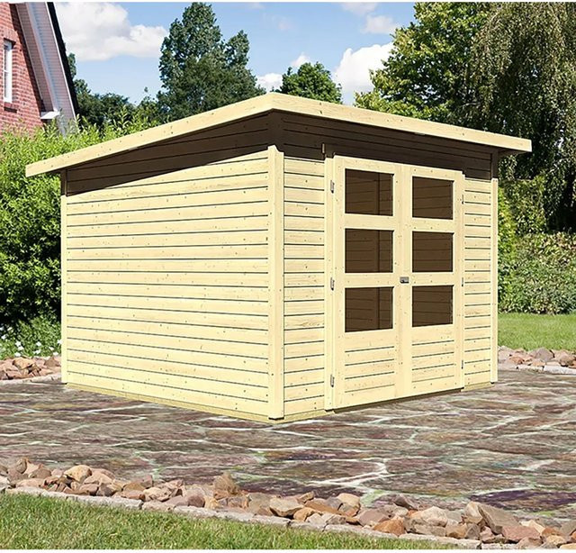Karibu Holz-Gartenhaus Sitten 4 in Natur aus Fichte mit Pultdach, B/T: 242 x 242 cm - Bild 1