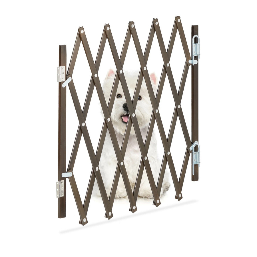 Relaxdays Hundeabsperrgitter aus Bambus und Eisen in Braun, ausziehbar, B: 96 cm, H: 48,5 cm - Bild 2