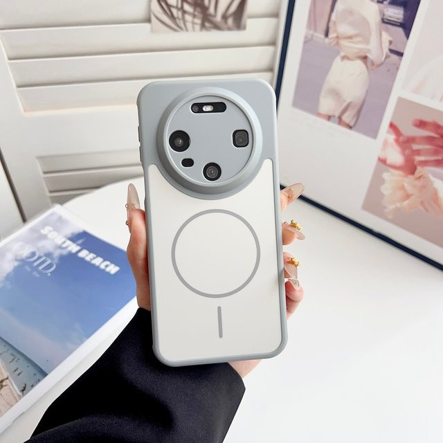 Stoßfeste MagSafe-Handyhülle für Huawei Mate 80 70 60 Pura 80 70 Pro Max mit magnetischer kabelloser Ladefunktion in Orange und Grau - Bild 1