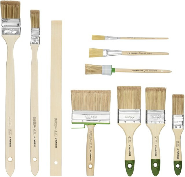 PARKSIDE Pinselset FSC 10-teilig für Lasur aus Synthetik mit Holzgriffen, Multicolour - Bild 1