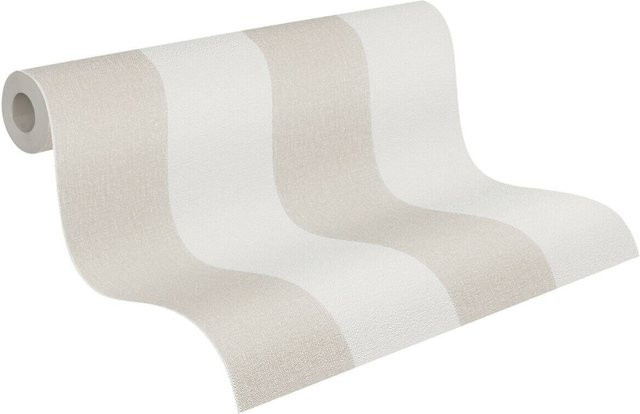 A.S. Création Vliestapete mit Streifen in Braun und Beige, B/H: 53 x 1005 cm - Bild 1