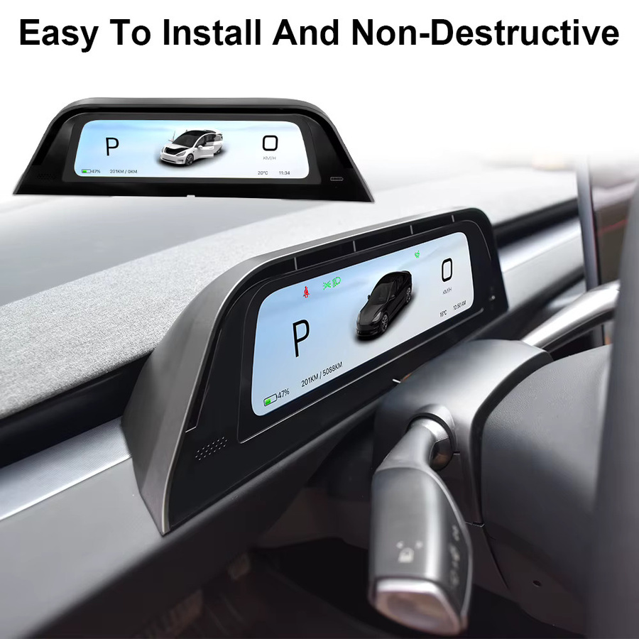 Onlysay Head-Up-Display mit Touchscreen und kabellosem CarPlay für Tesla Model 3 Highland und Model Y Juniper, Schwarz - Bild 3