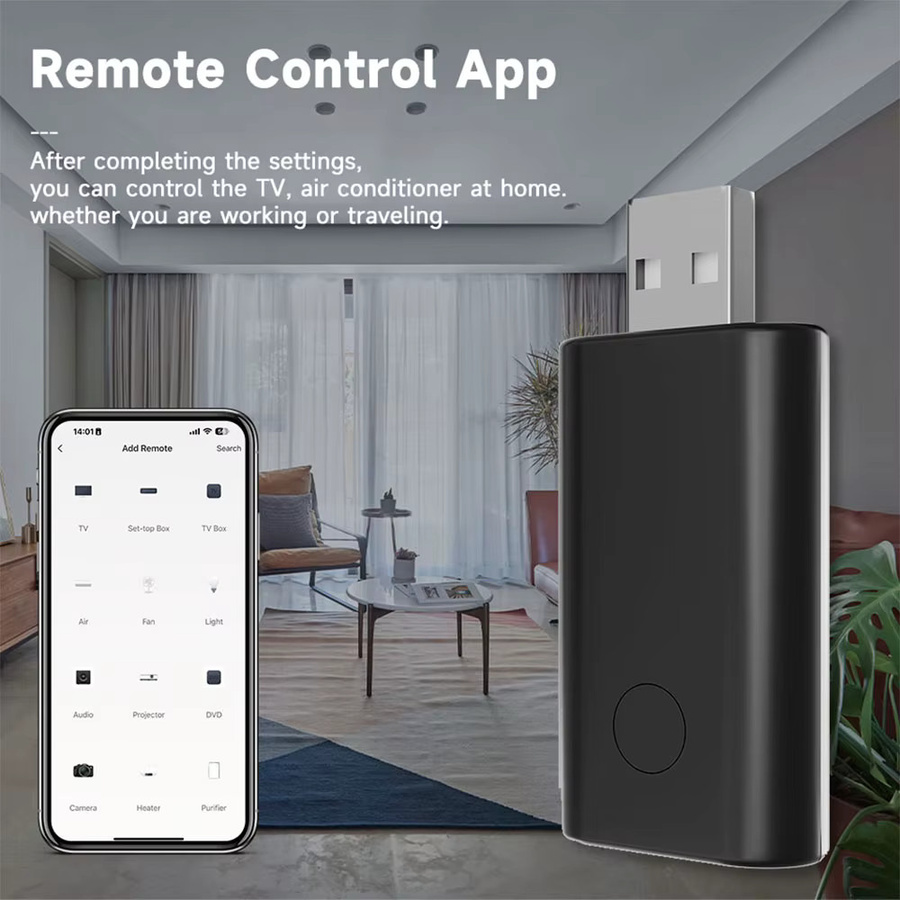 iHseno Intelligente WiFi-IR-Fernbedienung USB-Mini-Universal-Infrarot-Controller in Schwarz, kompatibel mit Alexa und Google Assistant über Tuya Smart Home - Bild 2