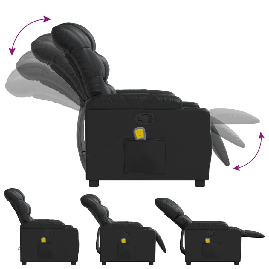 vidaXL Klappbarer Massagesessel in Schwarz aus Kunstleder mit Armlehnen - Bild 4
