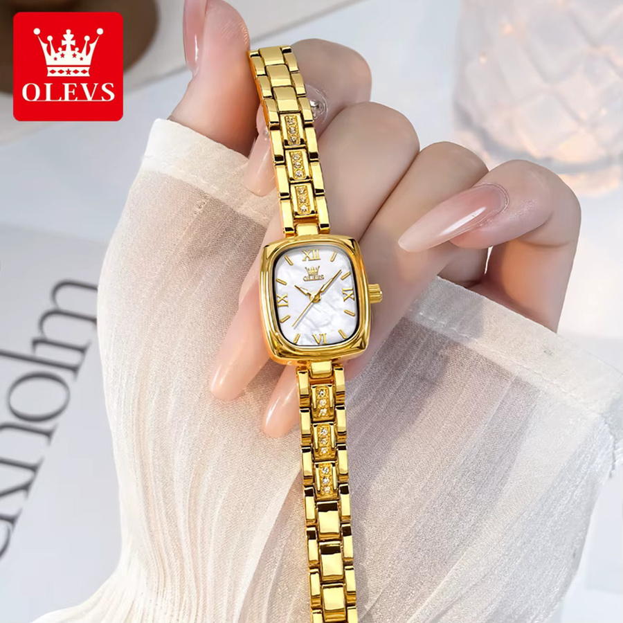 OLEVS Armbanduhr, Quarz, Gold, Edelstahl, Grün, Damen - Bild 2