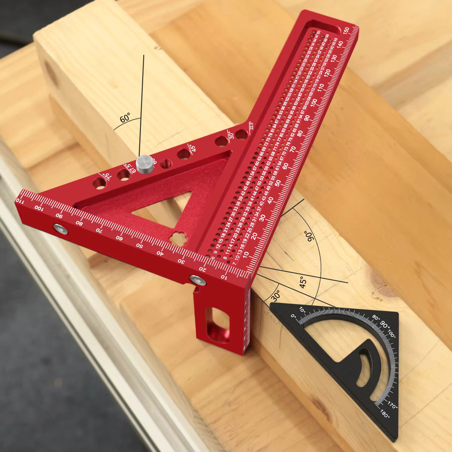 GDART 2-in-1 Zimmerset mit quadratischem und kleinem Dreieckslineal-Kombinationsset, 3D-Mehrwinkelrahmen und quadratischem Winkelmesser - Bild 3