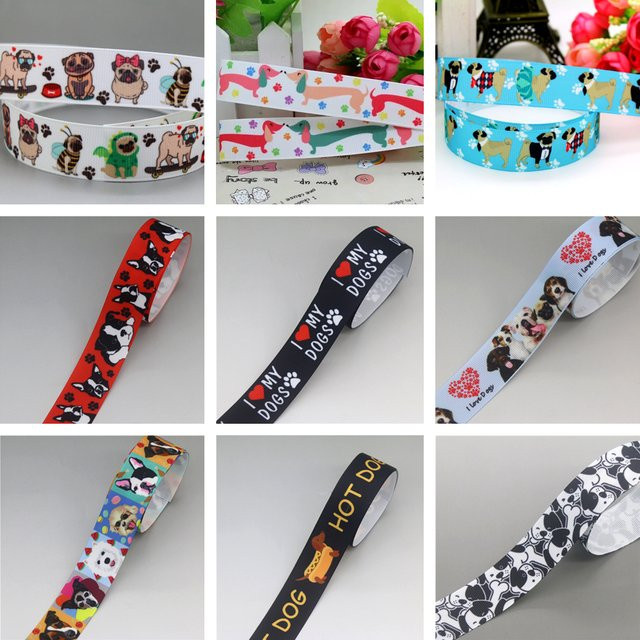 DHK Ripsband mit Hundepfoten-Print für DIY-Näharbeiten und Dekoration, 7/8 Zoll, 5 Yards, Mehrfarbig - Bild 1