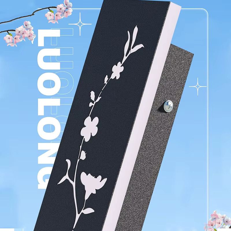 IISINUO LED-Wandleuchte aus Edelstahl in Schwarz mit Pfirsichblumenmuster, IP67 wasserdicht, wandmontiert - Bild 5