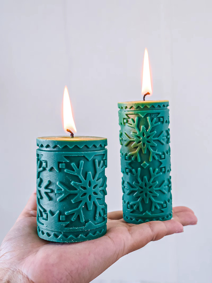 UDOCOOL Silikonform für Schneeflocken-Säulinkerzen in Grün für DIY Aromatherapie-Kerzen und Weihnachtsdeko - Bild 2