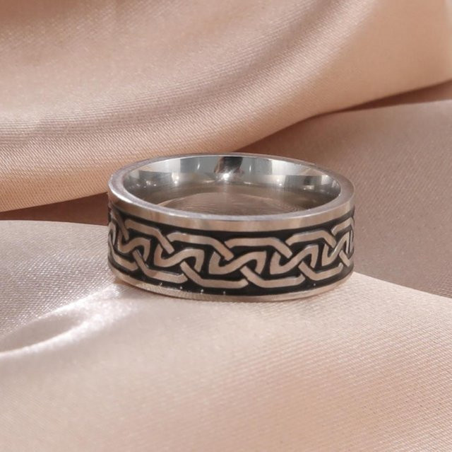 Keltischer Knotenring Edelstahl, Schwarz, Unisex, Vintage - Bild 1