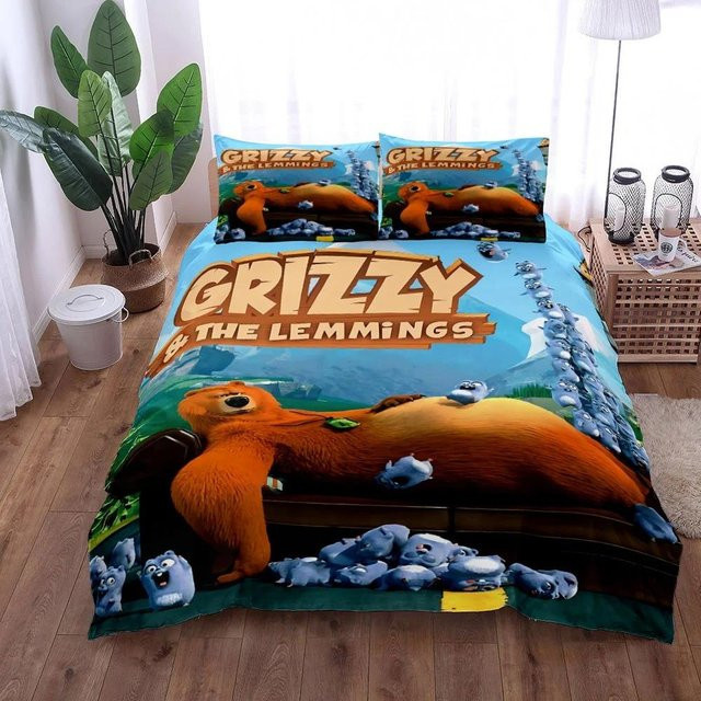 Grizzy und die Lemminge Bettwäsche-Set mit Steppdecke und Kissenbezug, US King, B: 268 cm, L: 228 cm - Bild 1