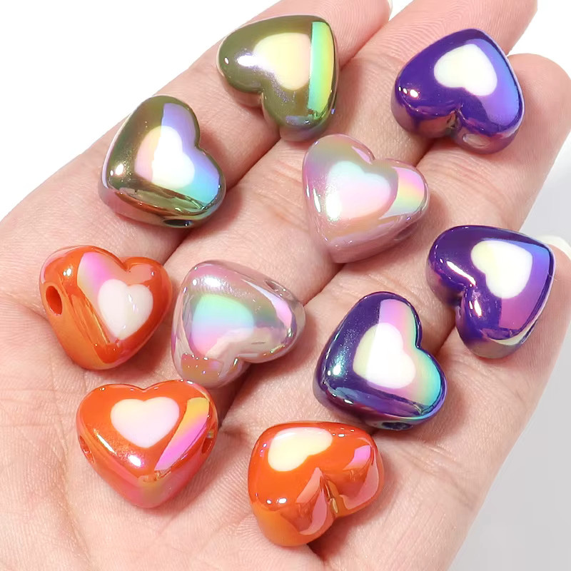 Linsoir Beads Acryl Herz Perlen, doppelte Farbe, Spacer Perlen - Bild 2