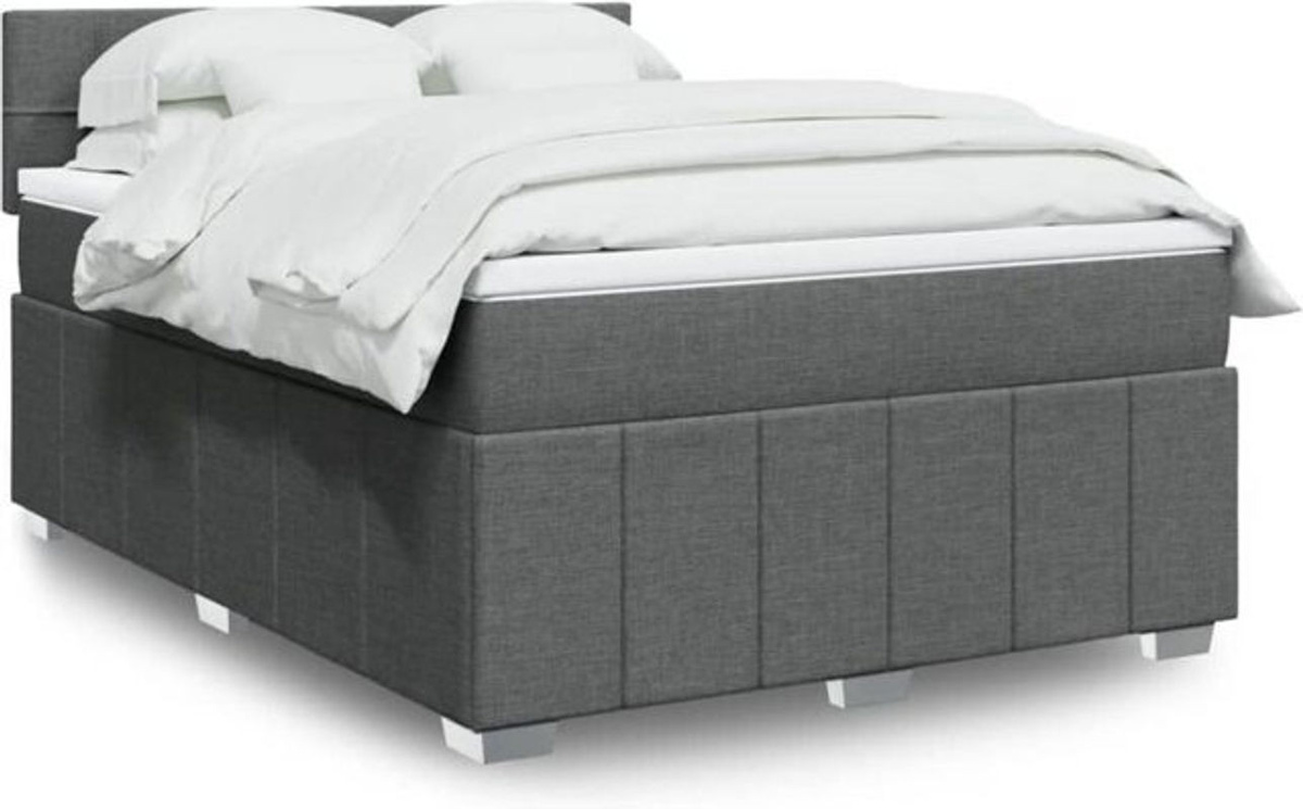 vidaxl Boxspringbett mit Matratze in Dunkelgrau aus Stoff B/T/H: 140 x 190 x 100,5 cm - Bild 1