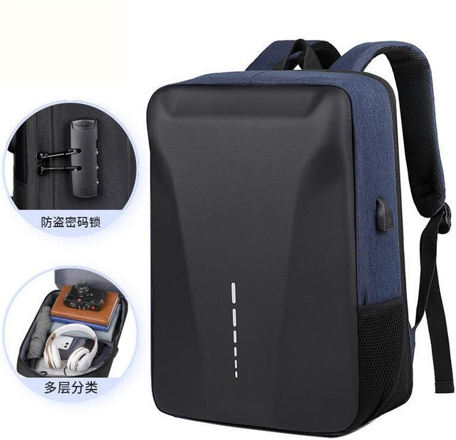 Weft Business Hartschalen Rucksack mit Diebstahlschutz und USB-C Ladefunktion, Wasserdicht, Blau - Bild 1