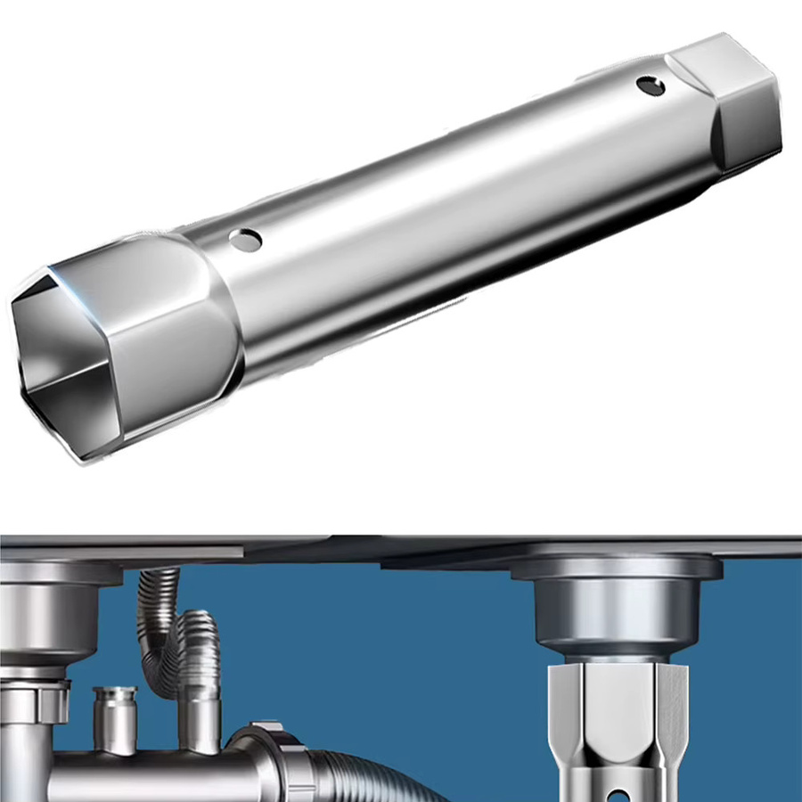 VIBRATITE 2er-Set Doppelkopf-Rohrzange Silber für Spüle, Wasserhahn und Abflussinstallation mit 23-27mm und 34-40mm - Bild 2