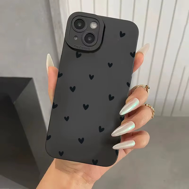 Schwarze Silikon-Handyhülle mit Liebesherz als stoßfestes Softcover für Apple iPhone Modelle - Bild 2