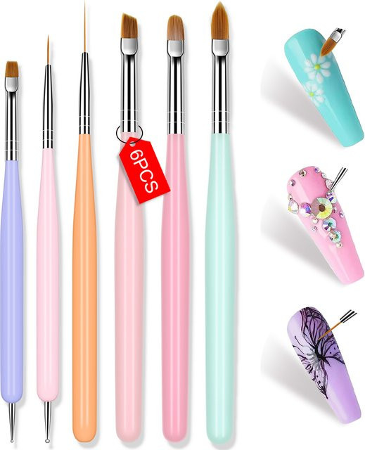 LIMEGIRL Nagelbürsten Set, 6er Set, Macaron Farben, Nail Art Kit - Bild 1