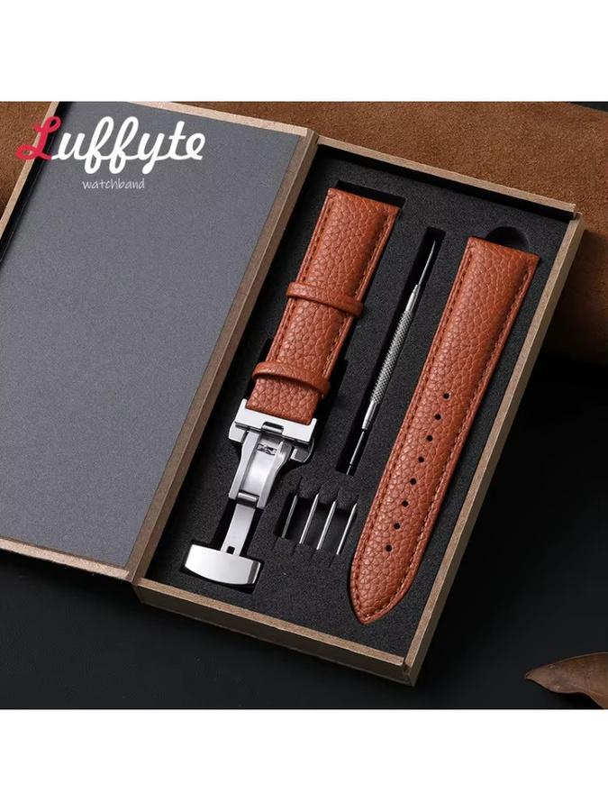 luffyte Uhrenarmband Leder, Schmetterlingsschnalle, Unisex - Bild 2
