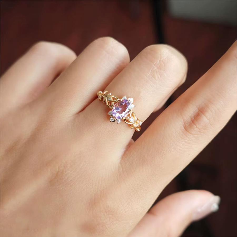 LAMOON Ring, 925 Silber, Amethyst, Zirkonia, Damen, Vintage - Bild 4