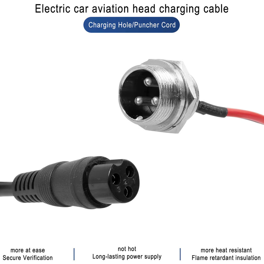 3-poliger Batterieladezug mit Inline-Stecker und Buchse für Elektroroller, runder Ladeanschluss mit drei Löchern - Bild 2