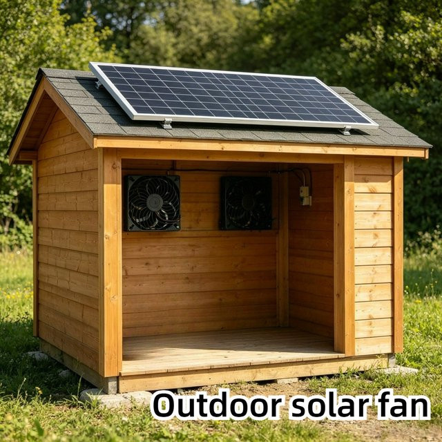 EESBAO Mini Solar-Kühlventilator 10W mit Abluftsystem in Schwarz für Hunde- und Katzenhäuser, Geflügelställe und Gewächshäuser zur Außenluftzirkulation - Bild 1