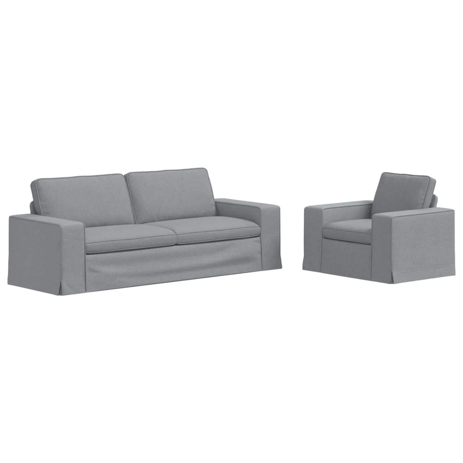 vidaXL Sofa 2-teiliges Set Hellgrau mit Stoffbezug und Metallrahmen B/T/H: 222 x 80 x 82 cm und 103 x 80 x 82 cm - Bild 2