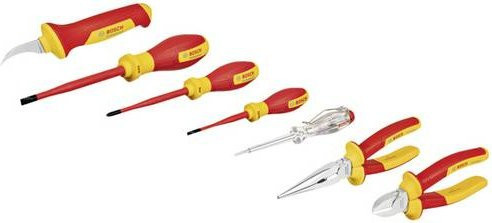 Bosch Professional VDE Handwerkzeug-Set 7-teilig in Rot und Gelb mit Schraubendrehern, Zangen und Messer - Bild 1