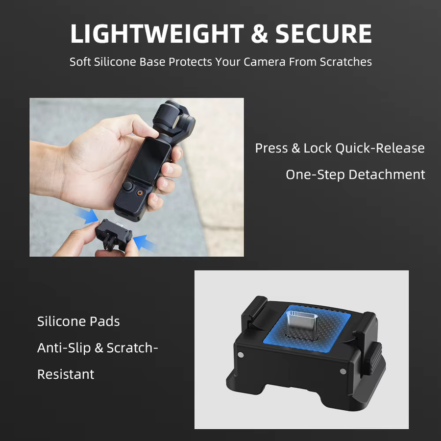 Flymile Multifunktionale Schnellwechselhalterung und Ladestation für DJI Osmo Pocket 3 und DJI Osmo Pocket 4, Schwarz - Bild 3