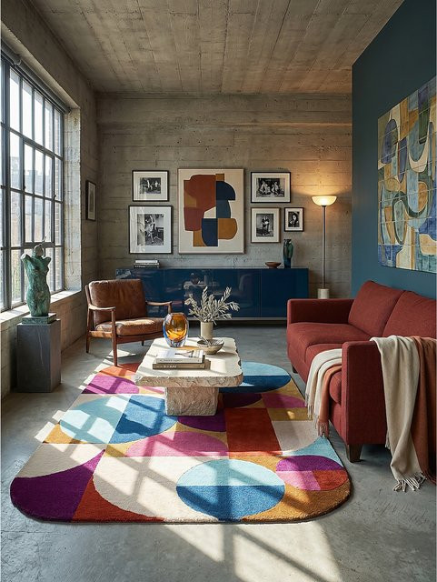 Wollteppich Kadima Geometrisch in Rosa und Multicolour B/T: 160 x 230 cm - Bild 1