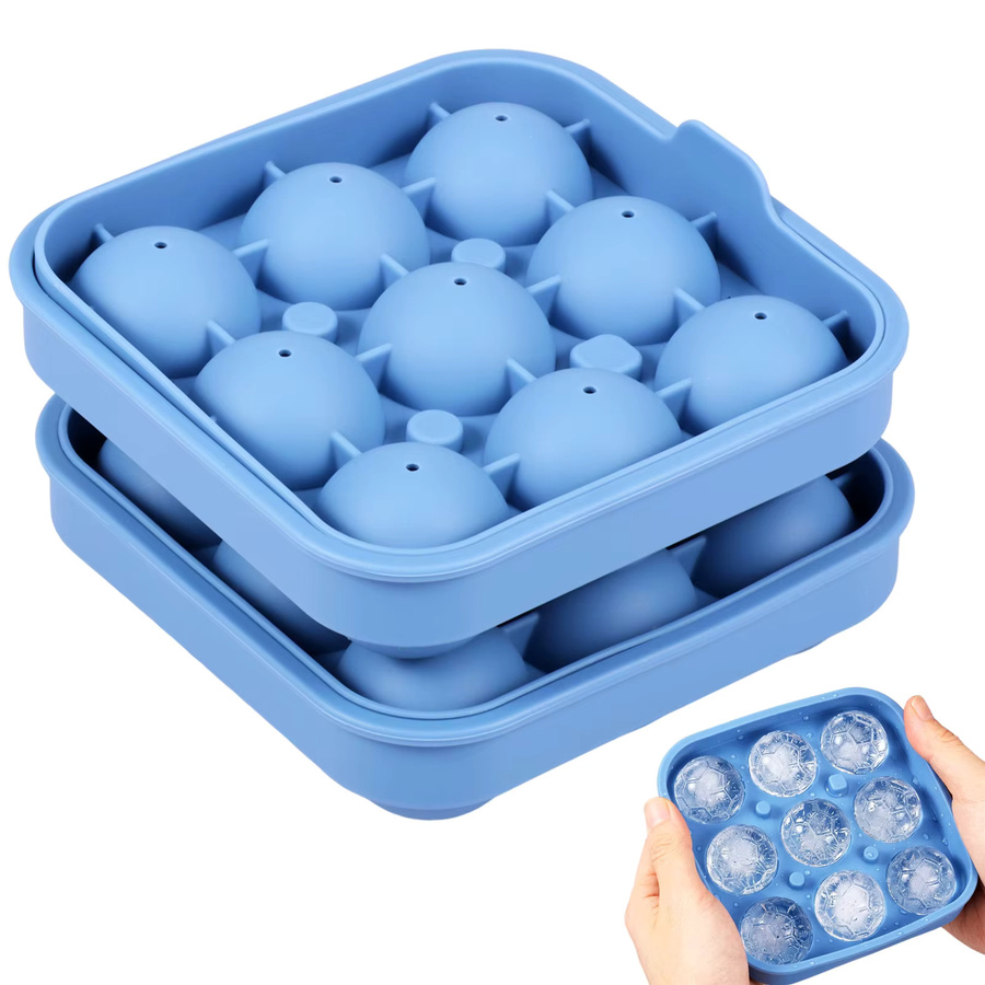 2er-Set Willstar Silikon-Eiswürfelformen in Fußballform, Farbe: Blau, Eiswürfelbereiter für Whiskey, Cocktails und Bourbon - Bild 6