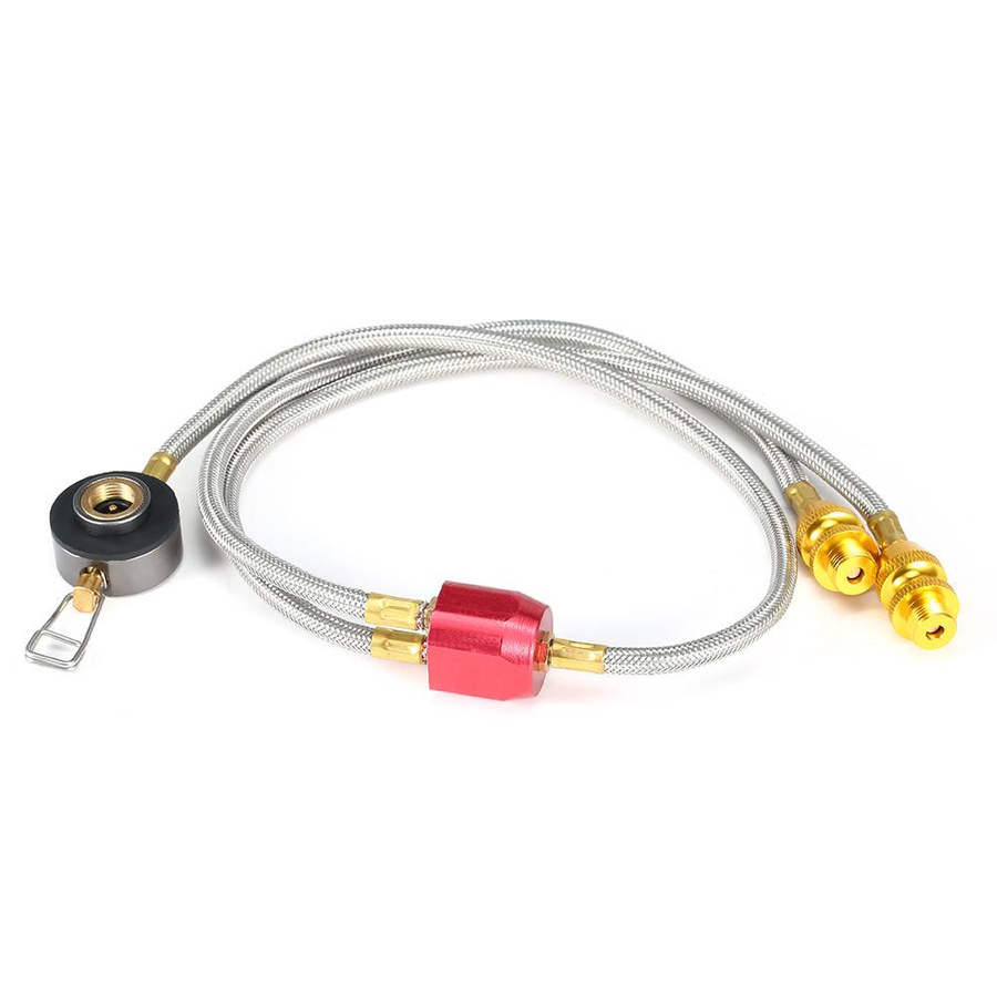 Schlauchadapter für Doppel-Campingkocher und Flachzylinder-Gas-Tanks für Outdoor und Picknick - Bild 1