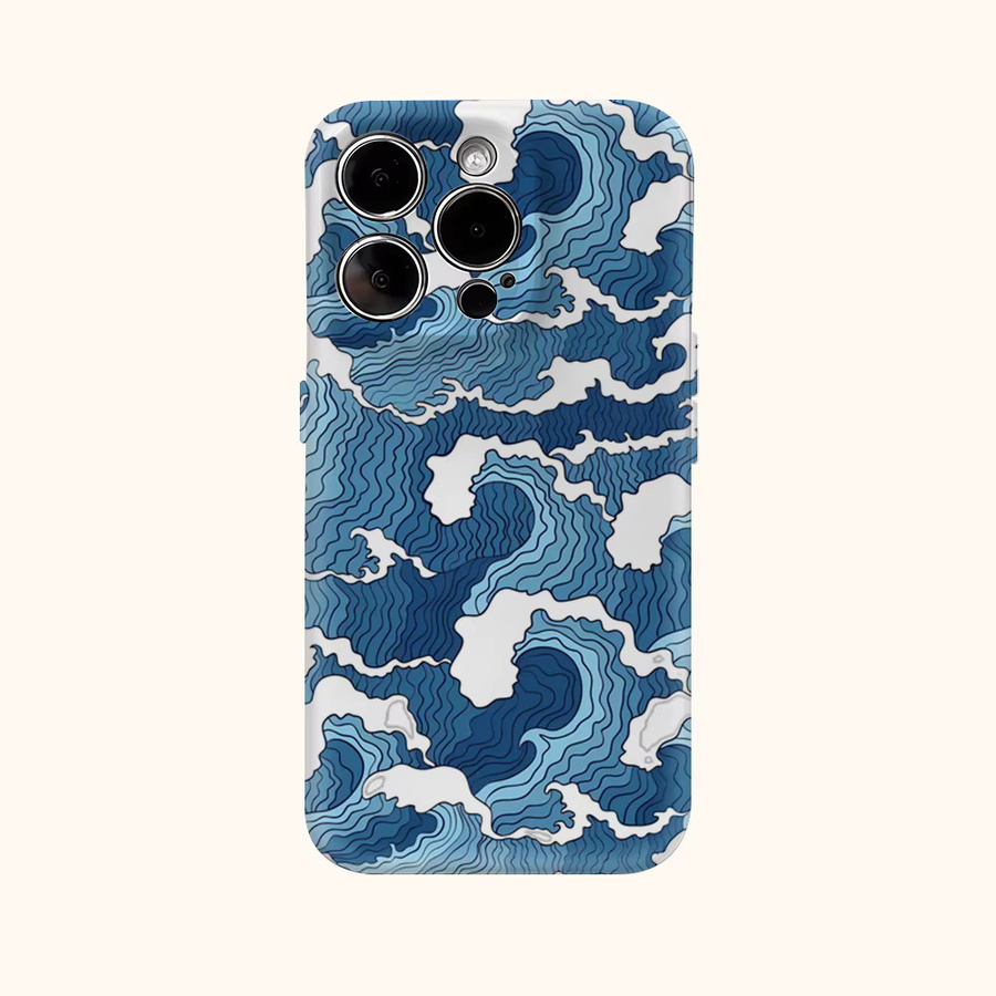 Potdemiel Handyhülle mit blauem Ozeanwellen-Design für iPhone 11 bis iPhone 18 Pro Max Plus, doppelschichtiger Rückseitenschutz - Bild 2