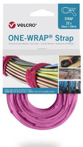 VELCRO One Wrap Strap Klettband Set in Rosa, 25 Stück, B: 1,3 cm, L: 20 cm - Bild 1