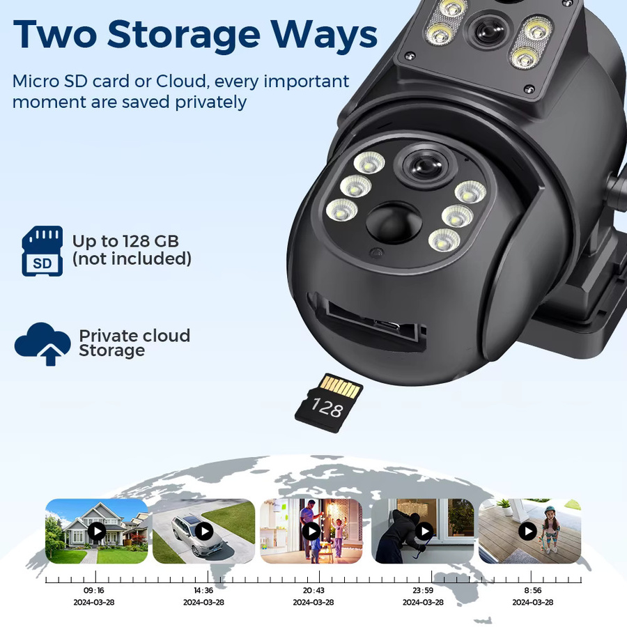 Abuntu Solar-WiFi-Kamera für den Außenbereich mit 8MP 4K HD Auflösung, Doppellinse und eingebautem Akku, drahtlose Videoüberwachung in Schwarz mit ICSee App-Unterstützung - Bild 5