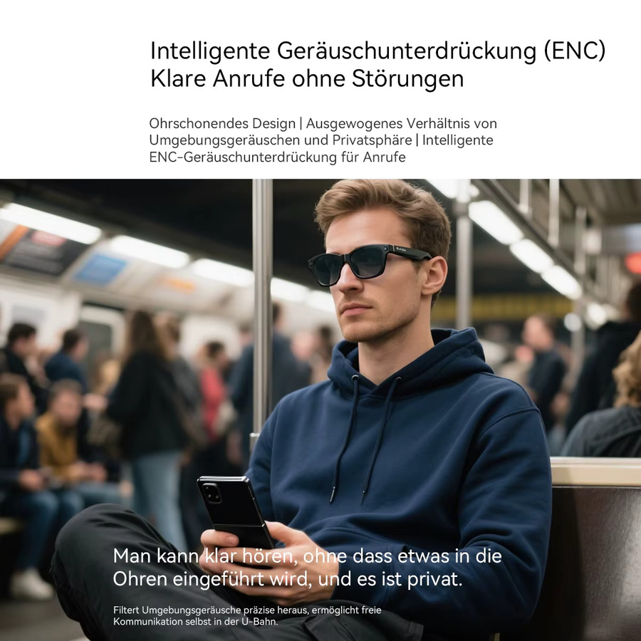 Blackview BV100 Smart-Brille in Schwarz mit HD-Kamera, Bluetooth 5.4, Stereo-Basslautsprechern und geräuschunterdrückendem Mikrofon - Bild 6