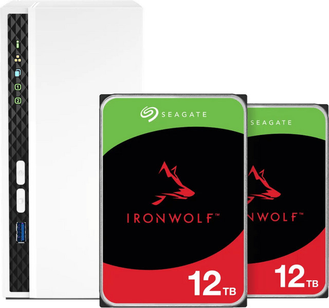 QNAP TS-233 NAS-System mit Seagate Ironwolf 12 TB Festplatten Doppelpack in Weiß - Bild 1