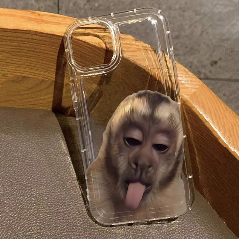 Naughty Monkey Print Handyhülle für iPhone Modelle, Transparentes Soft Cover - Bild 1