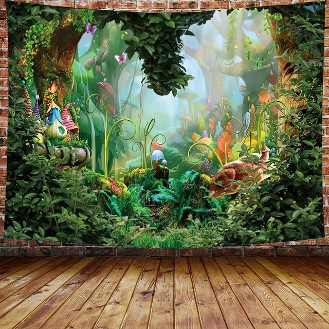 Bling Bling Tapestry Wandbehang Wald Natur Landschaft aus Polyester, Mehrfarbig, B: 150 cm, H: 130 cm - Bild 1