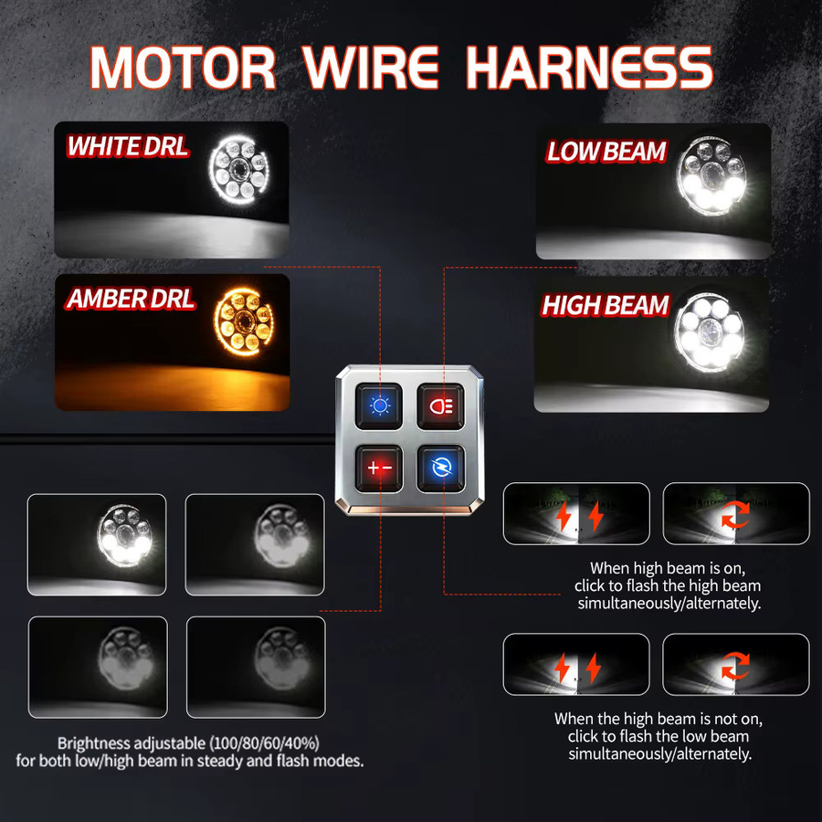 CO LIGHT 5 Zoll Hochleistungs-Motorrad-LED-Arbeitsscheinwerfer mit DRL und Stroboskop, Weiß und Amber, für Offroad-Fahrzeuge 12V-80V - Bild 6