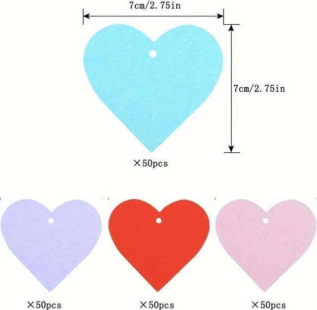 200 Stück SZ-Damai Herzform Papieranhänger in Weiß für Valentinstag und Hochzeitsdekoration - Bild 1