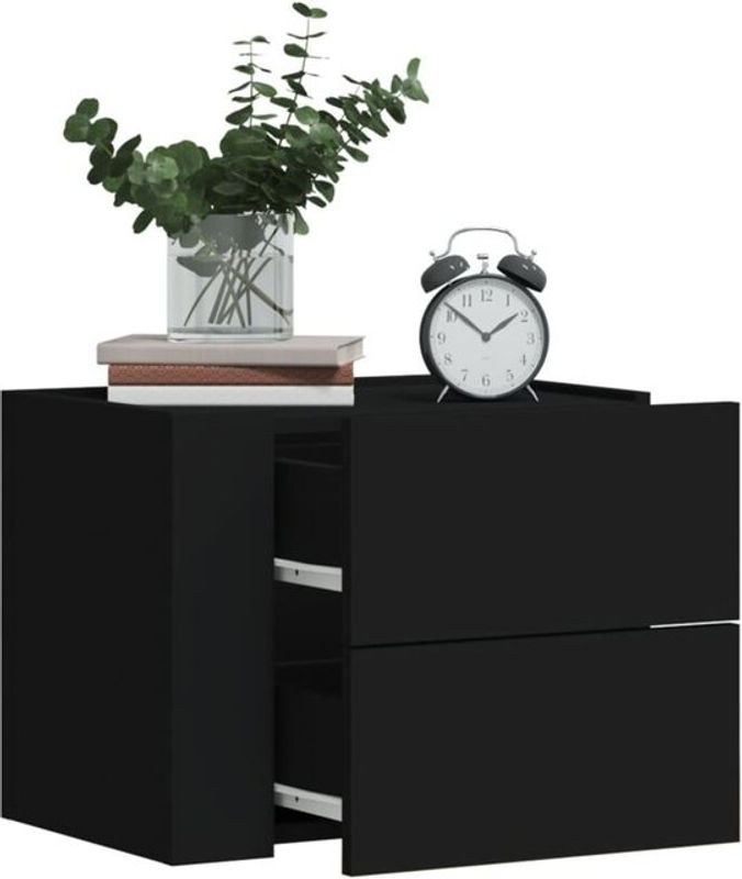 Moderner Wand-Nachttisch von Vidaxl in Schwarz aus Holzwerkstoff, B/T/H: 45 x 30 x 35 cm - Bild 1