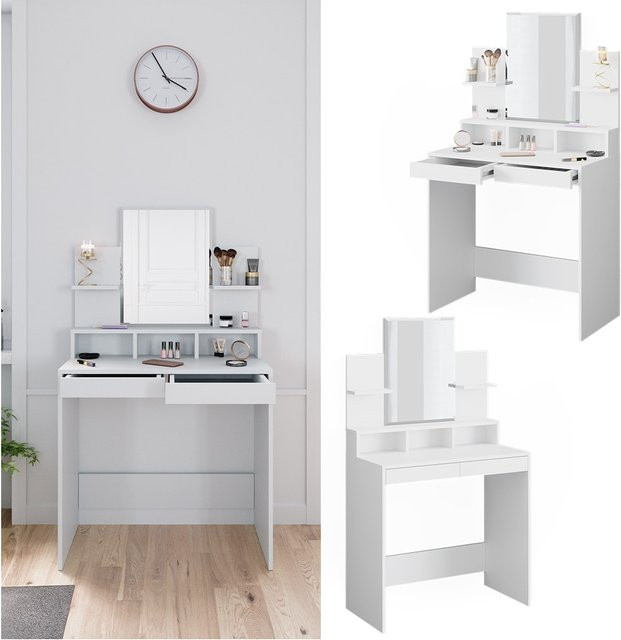 Vicco Schminktisch Ania weiß mit Spiegel und 2 Schubladen, B: 80 cm, H: 140 cm, T: 40 cm - Bild 1