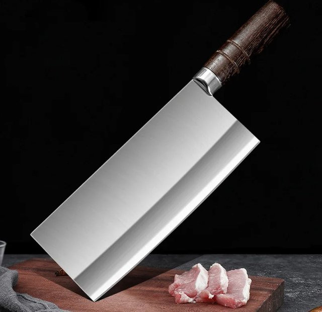 InLeung Küchenmesser Cleaver mit Holzgriff und scharfer Klinge in Silber - Bild 1