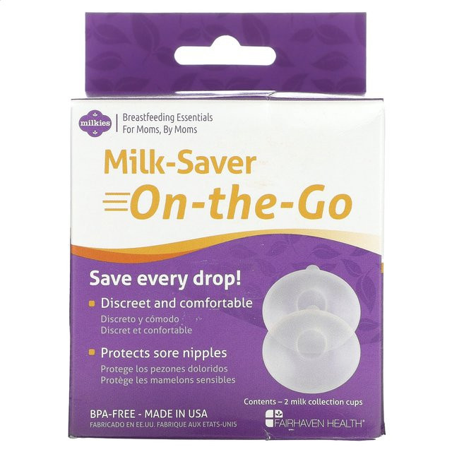 Fairhaven Health Milky Milchsparer für unterwegs, 2 Milchauffangbecher, Blau, BPA-frei - Bild 1