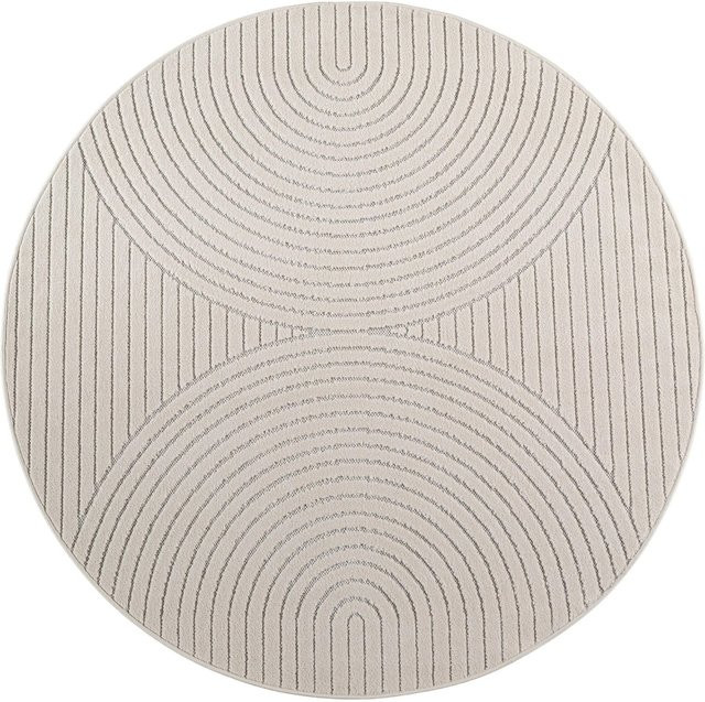 Ayyildiz Kurzflorteppich Nova im Boho-Design, Farbe Creme/Beige, Durchmesser: 200 cm - Bild 1
