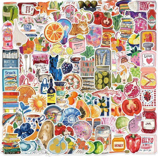Charile Cartoon Retro Mittelmeer Tomaten Aufkleber Multicolor Ästhetische Graffiti Sticker für Notebook und Kühlschrank - Bild 1