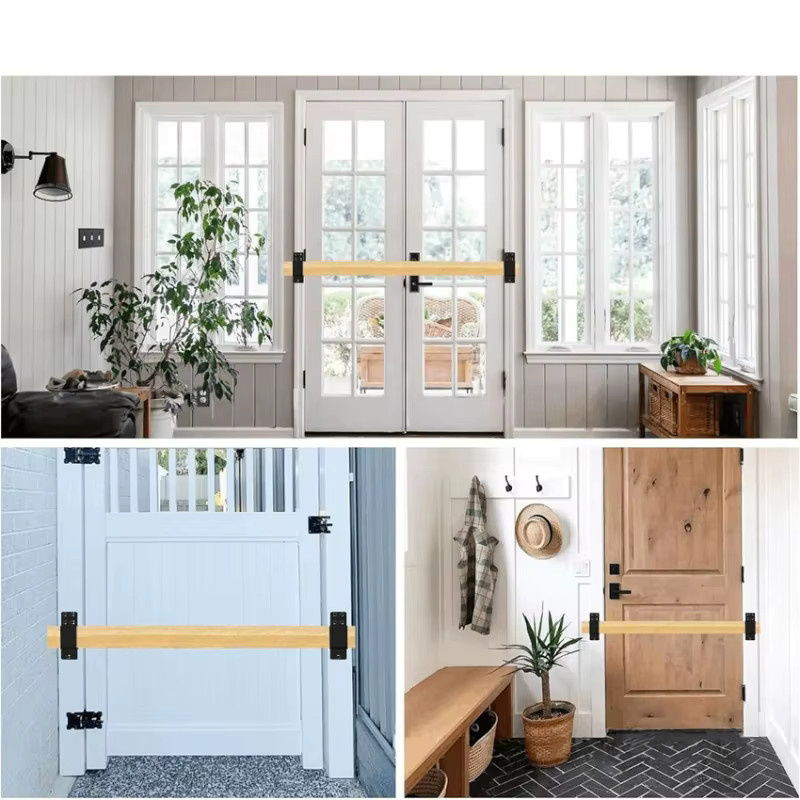 2 Stück Türbarrikathalterungen aus schwarzem Kohlenstoffstahl, U-förmige Sicherheitsstangenhalter für Holz, Garage und Schuppen - Bild 6
